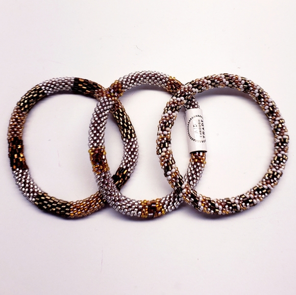 HAZELNUT -Original Roll-On® Bracelets, 7" round, made in Nepal #2 (3 pieces) - Picture 3 of 5